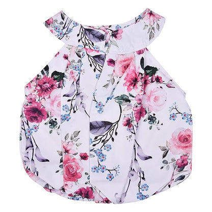 Girls Floral Printed Halter Neck Clothing Set