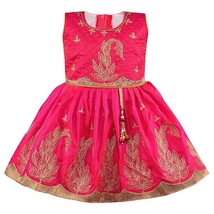 Pink Embroidered Tassel Dress