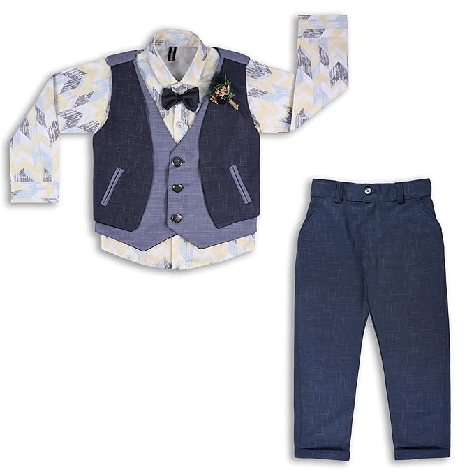 Wish Karo Shirt With Waistcoat And Pant For Boys (bsp006y)