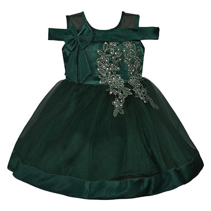 Girls Knee Length Embroidered Fit and Flare Dress