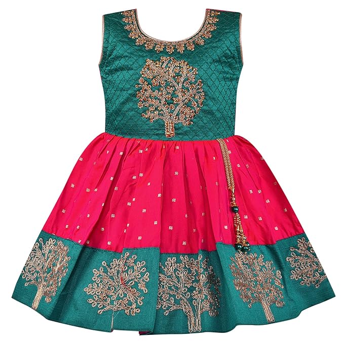 Girls Embroidered Fit and Flare Ethnic Dress