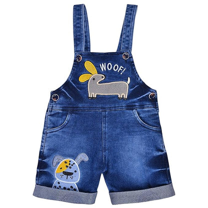 Boys Yellow and Blue Embroidered Dungaree Set