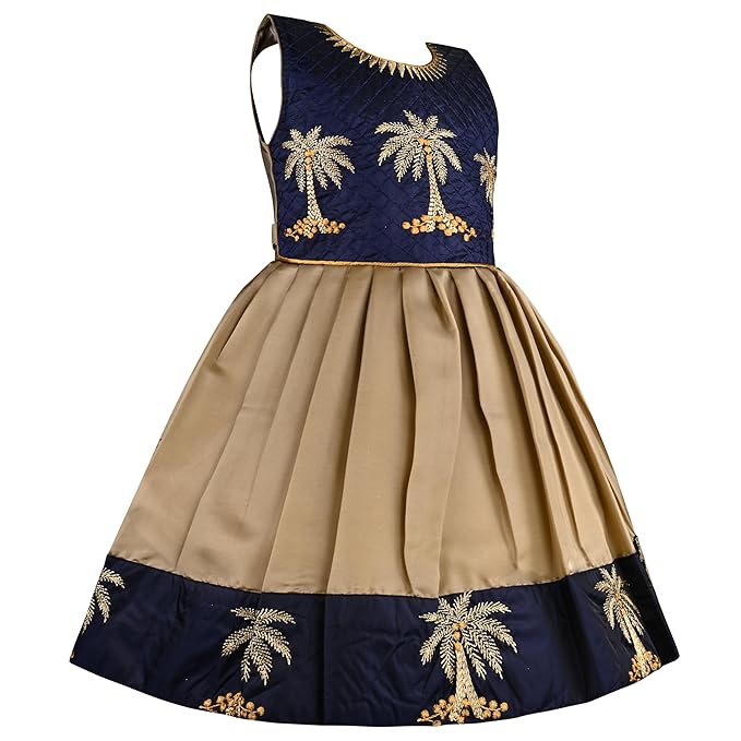 Girls Satin Embroidered Ethnic Dress