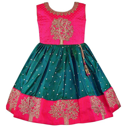 Girls Embroidered Fit and Flare Ethnic Dress