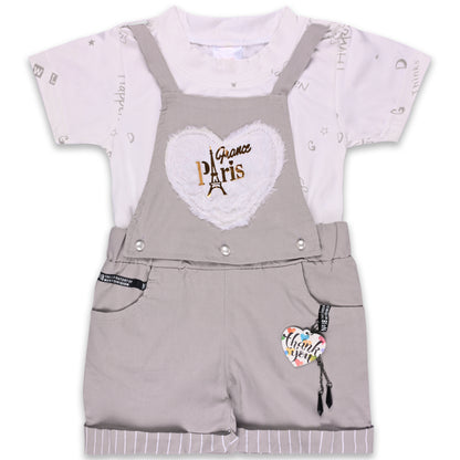 Girls Patch Work Dungaree Set