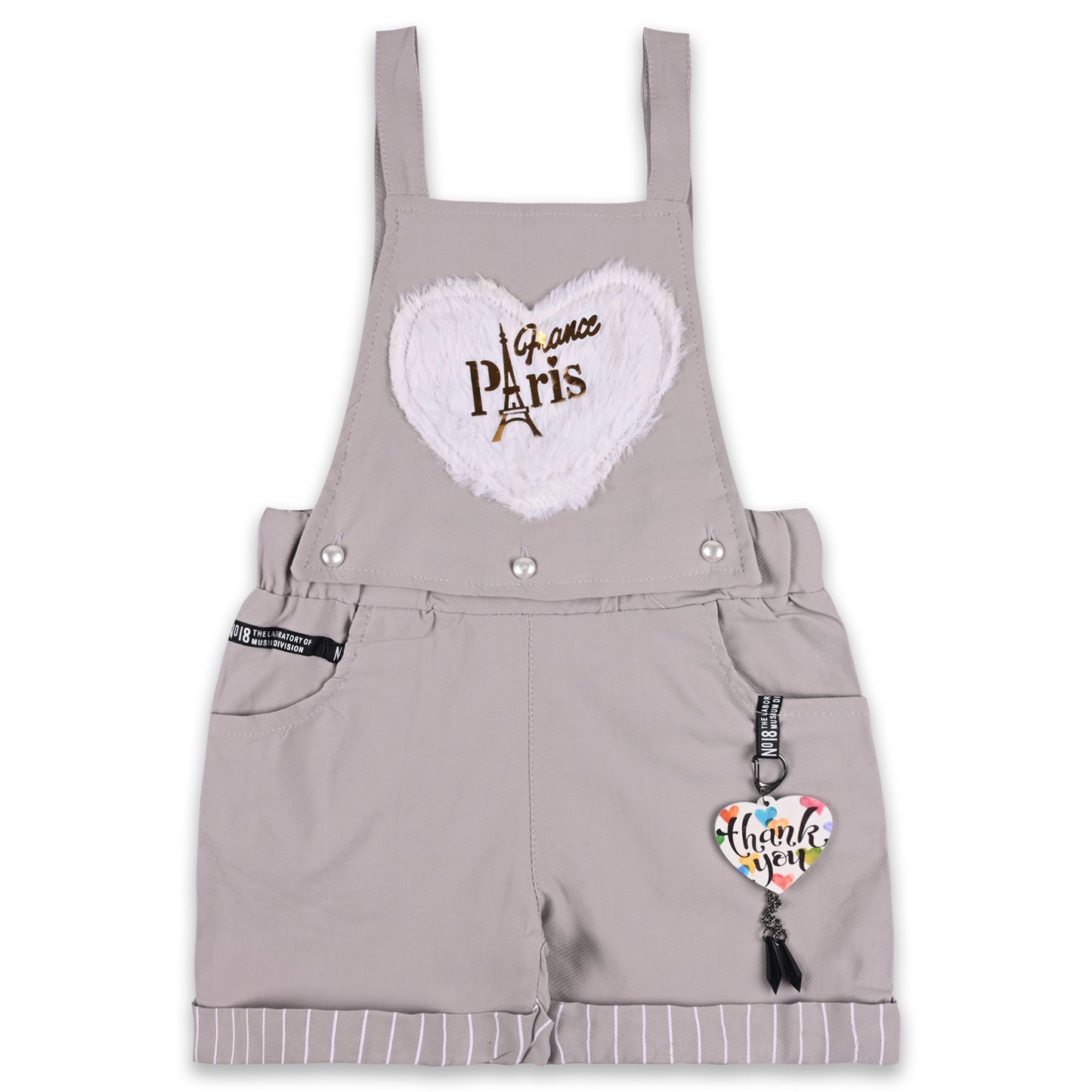 Girls Patch Work Dungaree Set