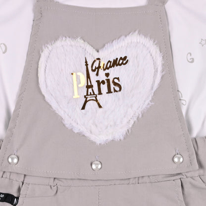 Girls Patch Work Dungaree Set