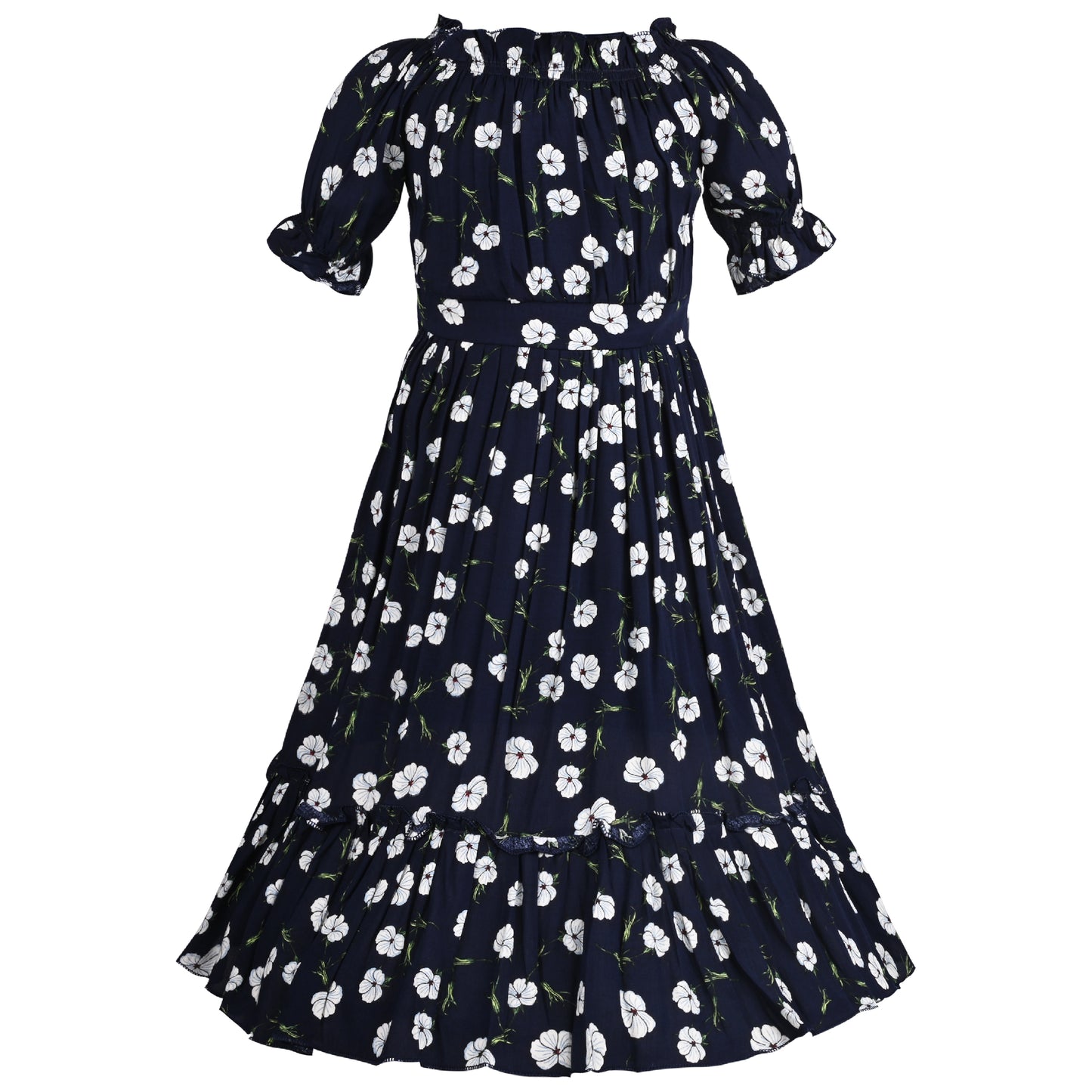 Girls Floral Printed Fit and Flare Dress