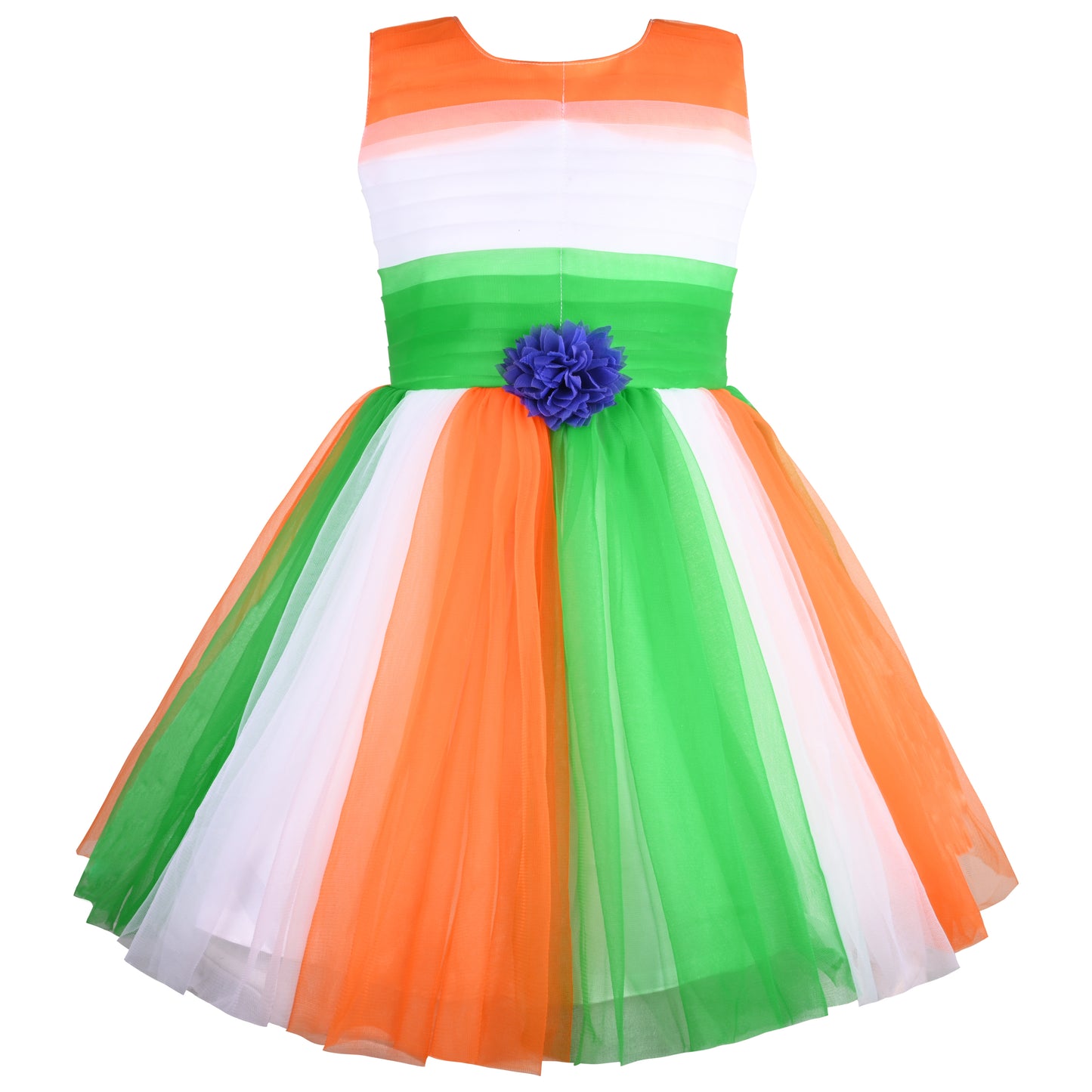 Girls Tri-Color Pleated Dress