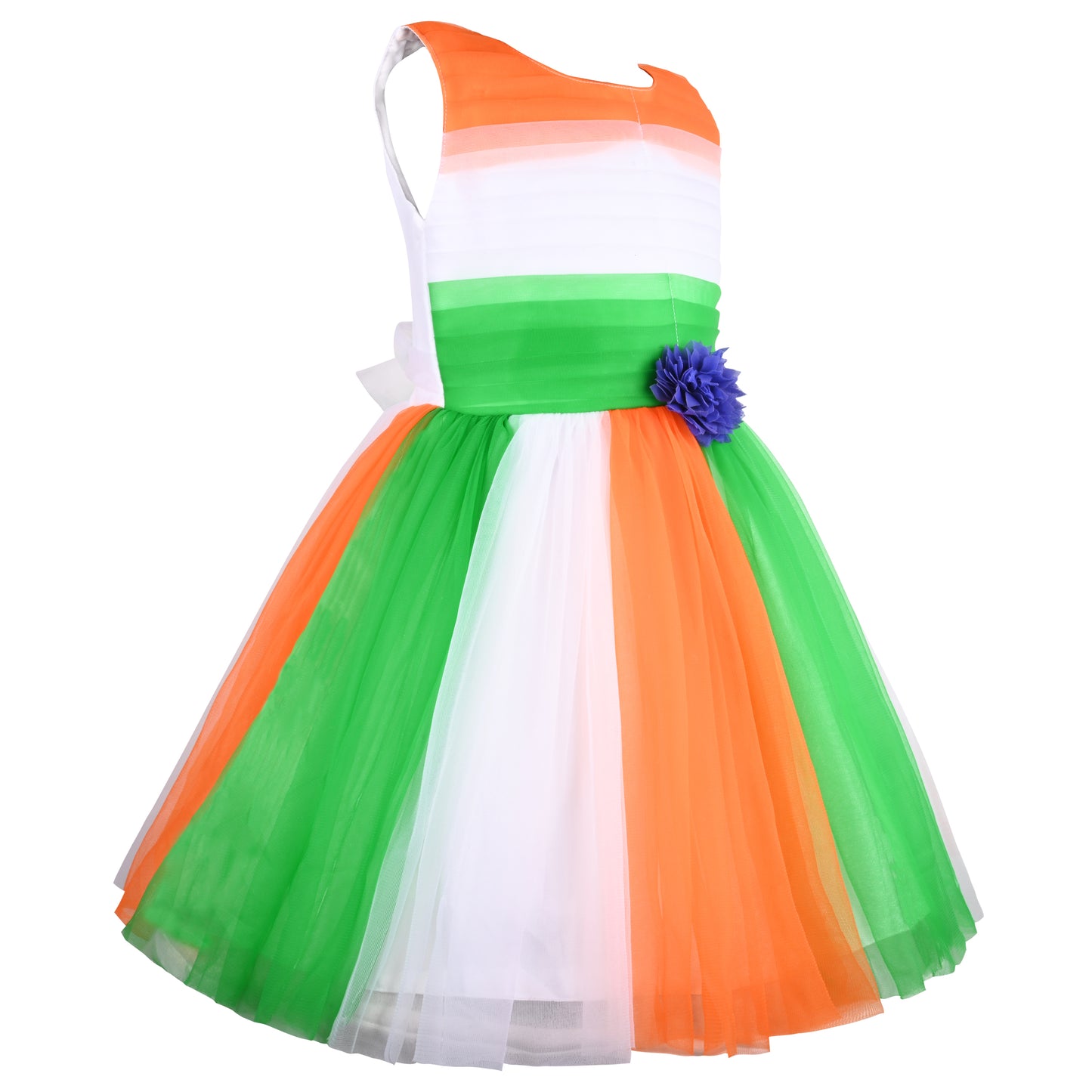 Girls Tri-Color Pleated Dress