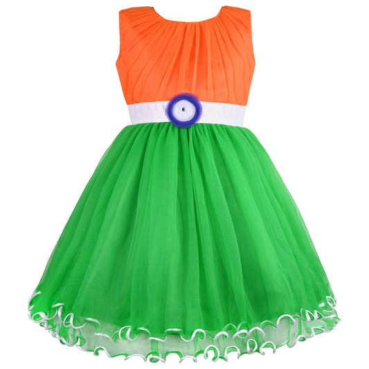 Girls Tri-Color Indian Frock Dress