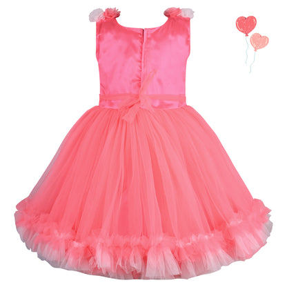 Girls Soft Net Floral Party Wear Dress