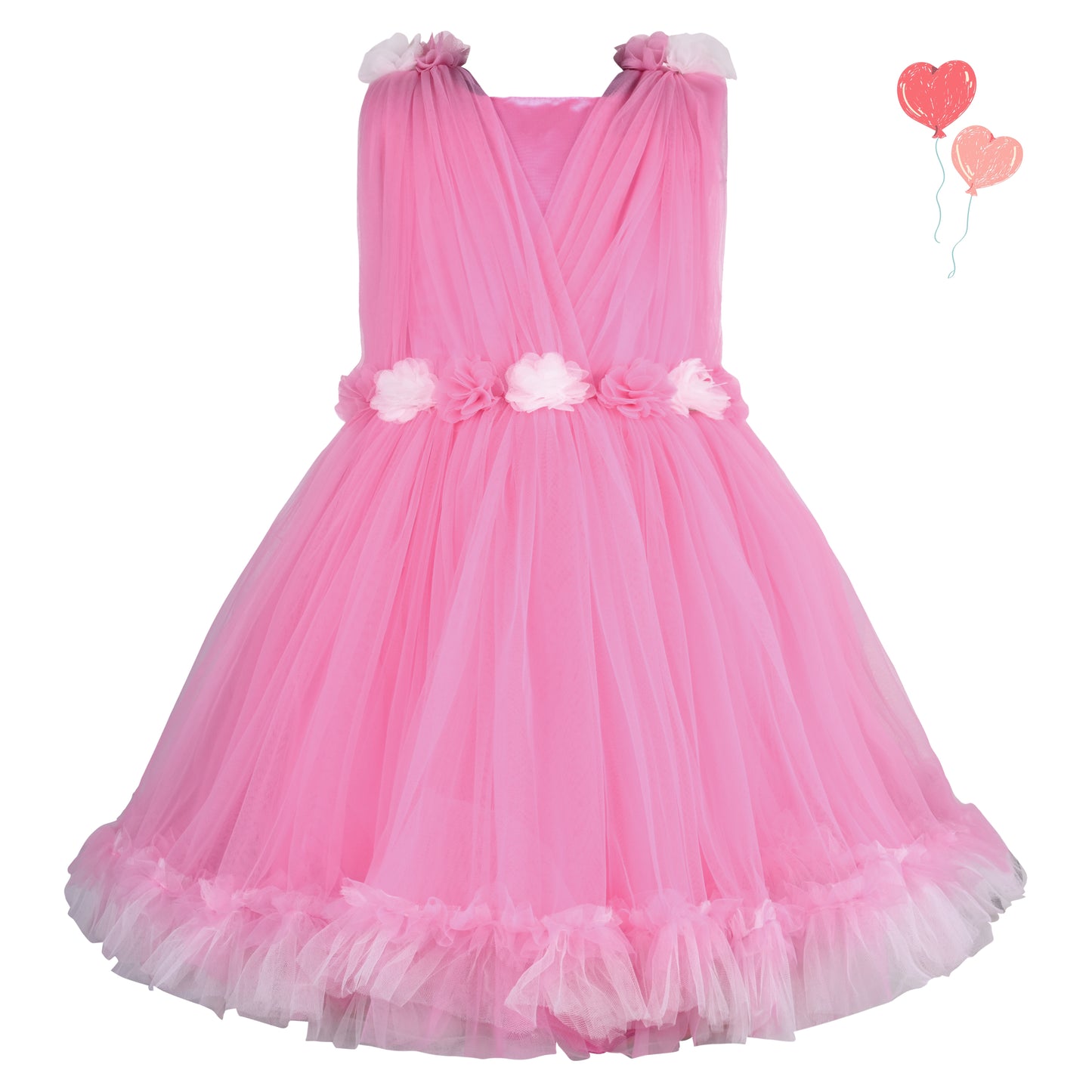 Girls Soft Net Floral Party Wear Dress