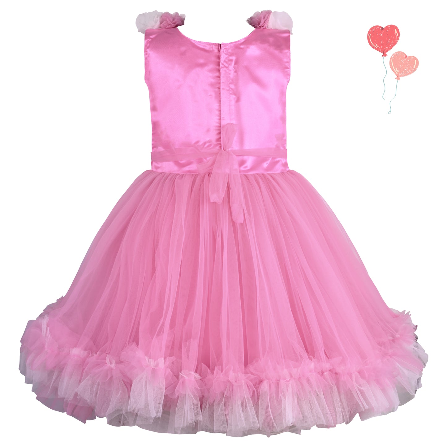 Girls Soft Net Floral Party Wear Dress