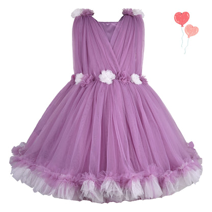 Girls Soft Net Floral Party Wear Dress