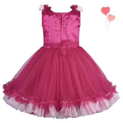 Girls Soft Net Floral Party Wear Dress