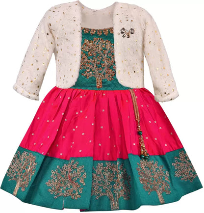 Girls Embroidered ethnic dress with jacket