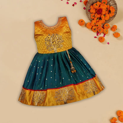 Girls Embroidered Fit and Flare Ethnic Dress