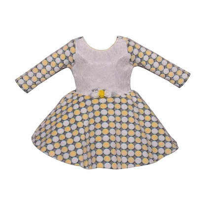 Girls Polka Dots Printed Fit and Flare Dress