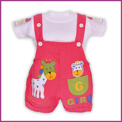 Wishkaro  Dungaree For Boys & Girls Casual Animal Print Polycotton  (bt08pnk)