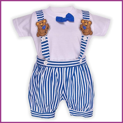 Wishkaro  Dungaree For Boys & Girls Casual Striped Polycotton  (bt09blu)