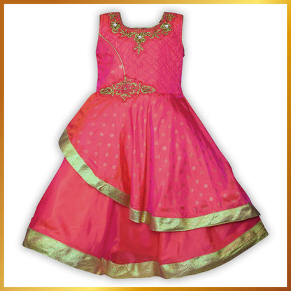 Girls Embroidered Layered Ethnic Dress