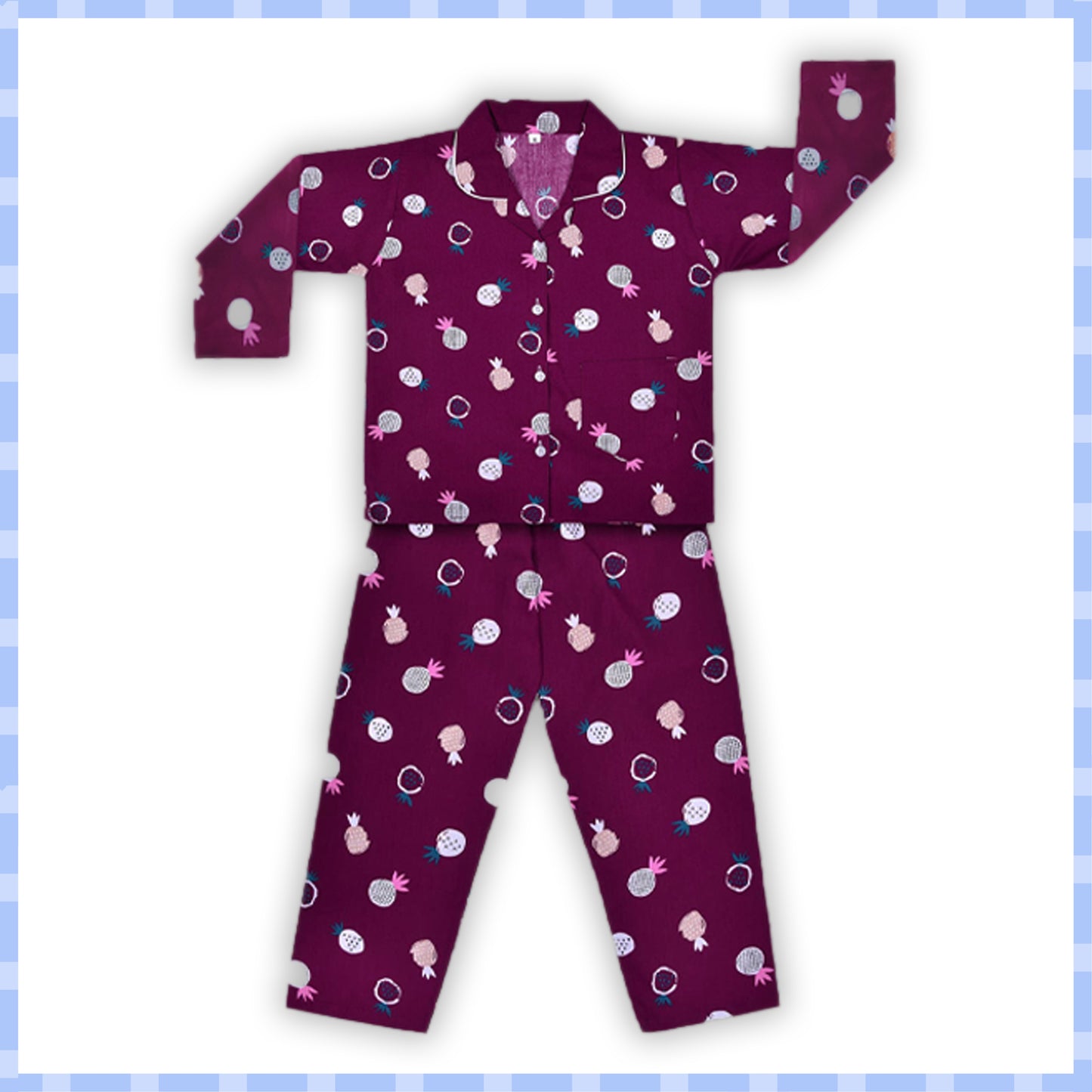 Unisex Printed Top and Bottom Pyjamas Night Dress