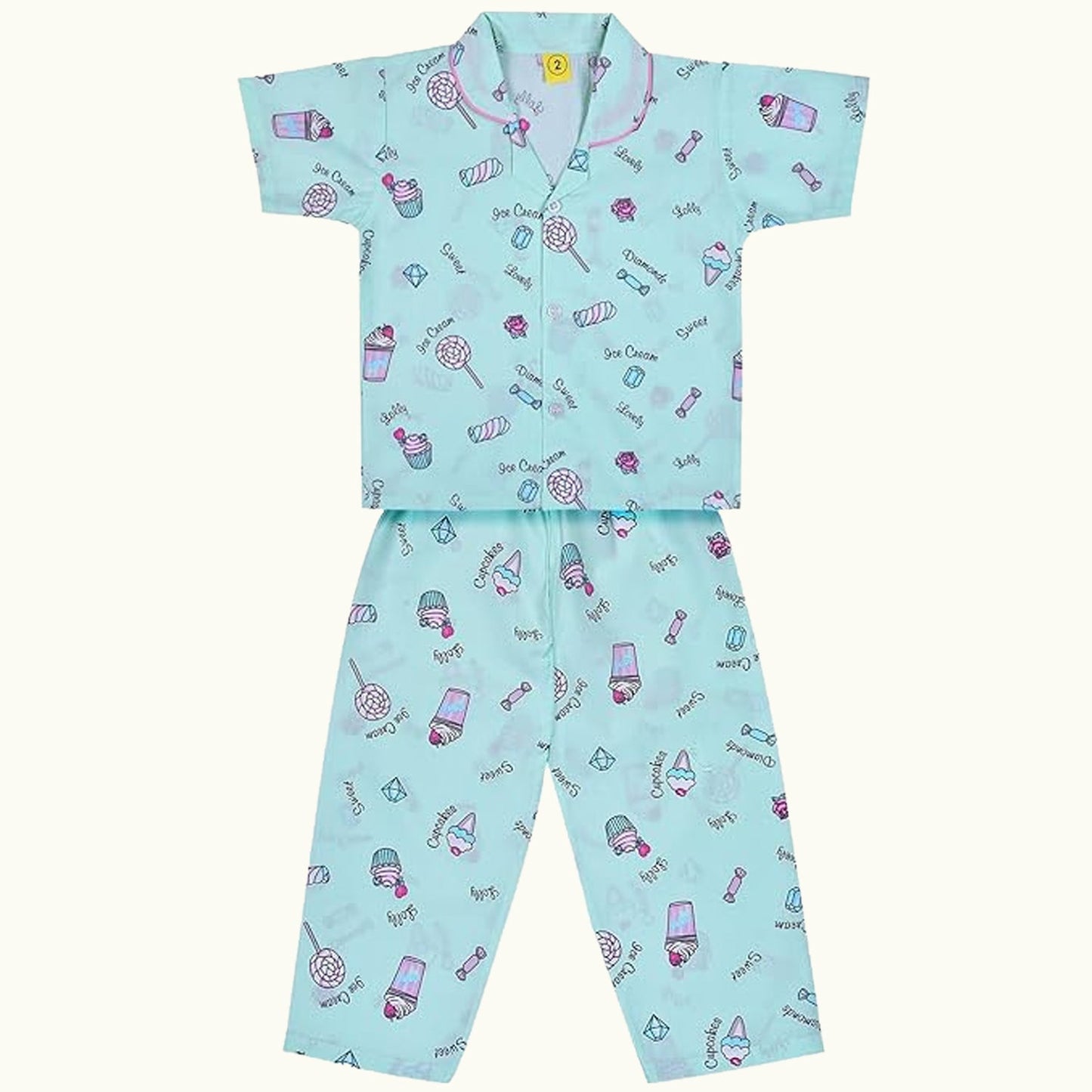 Unisex Printed Top and Bottom Pyjamas Night Dress