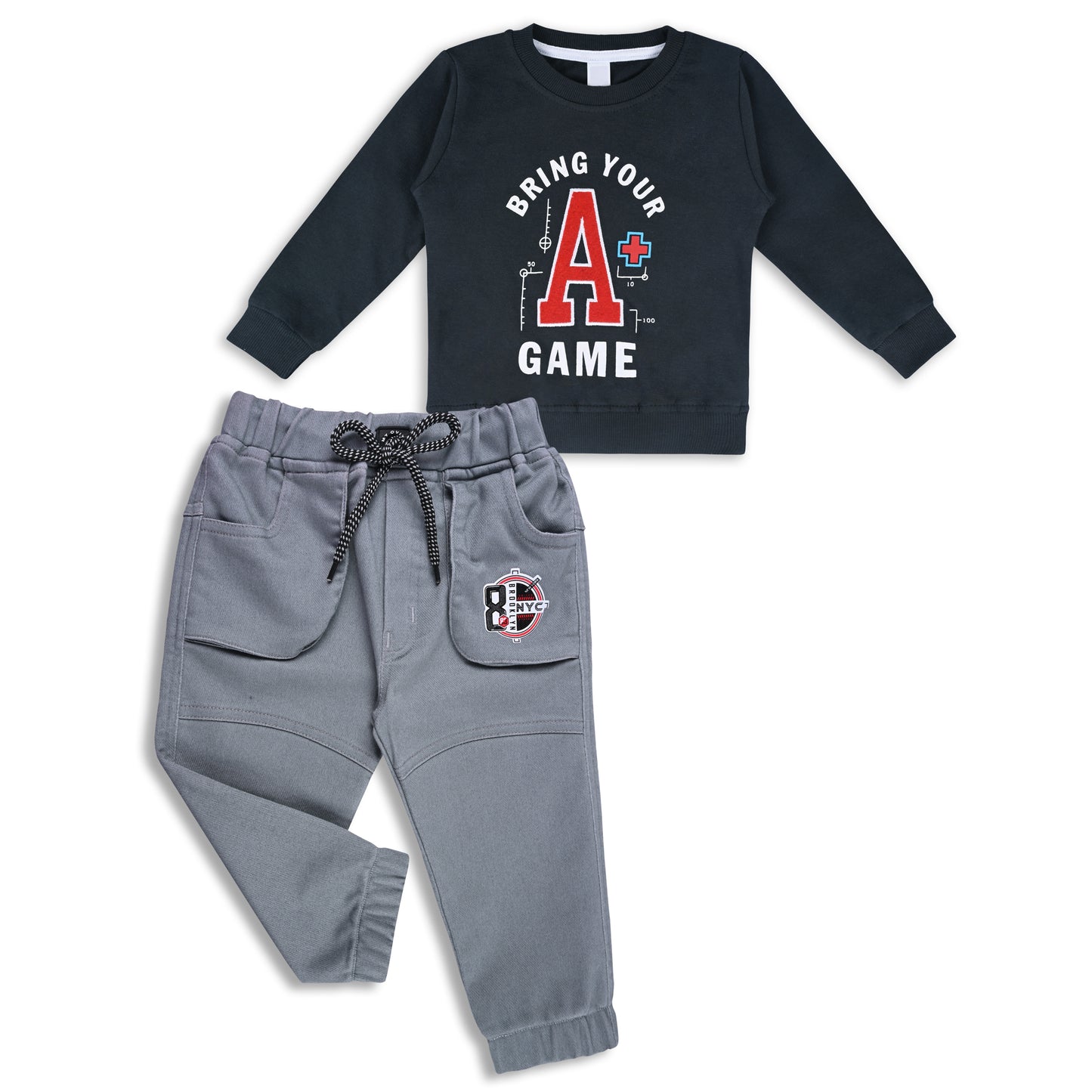 Boys Printed Sweatshirt and Jean Clothing Set