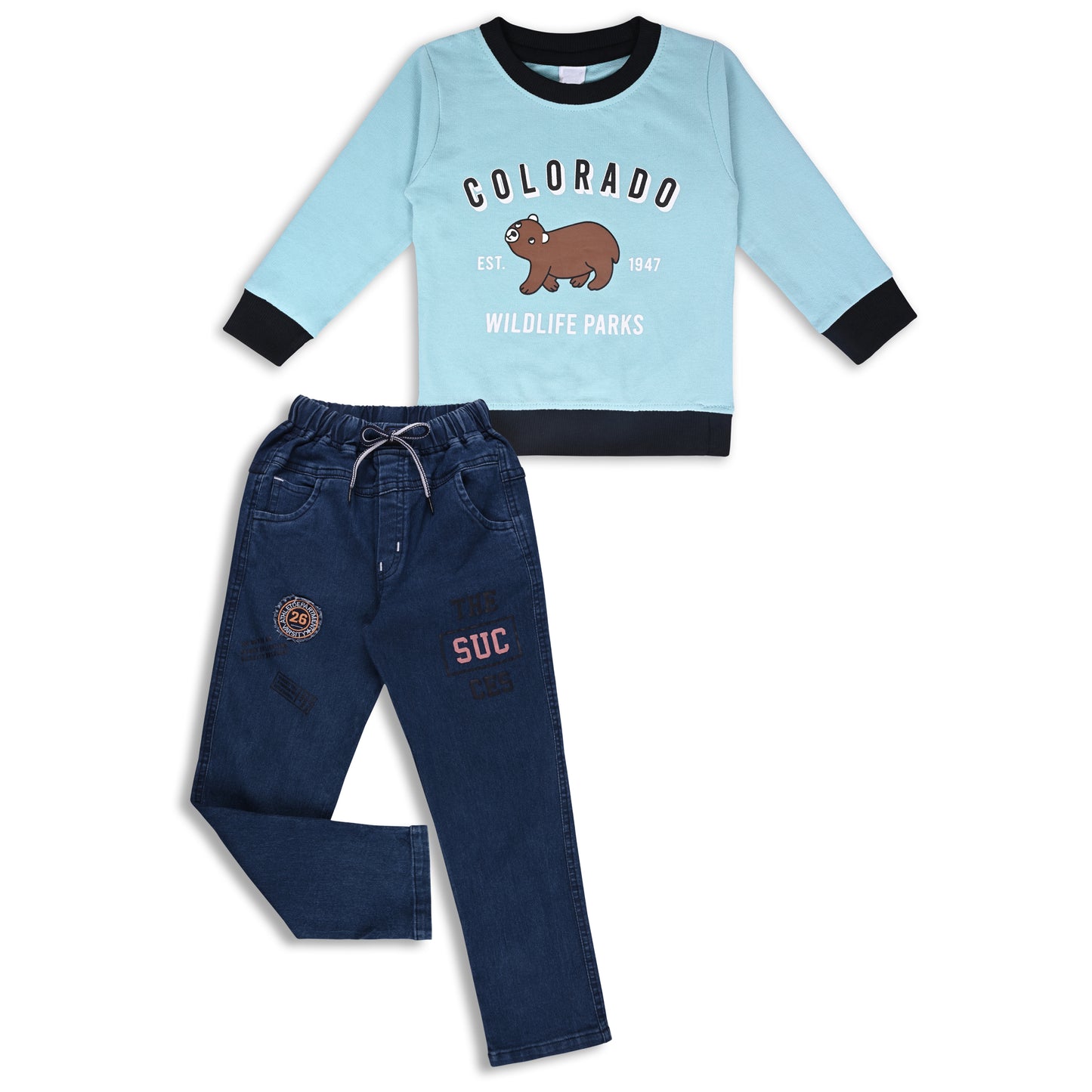 Boys Printed Sweatshirt and Jean Clothing Set