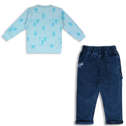 Boys Printed Sweatshirt and Jean Clothing Set