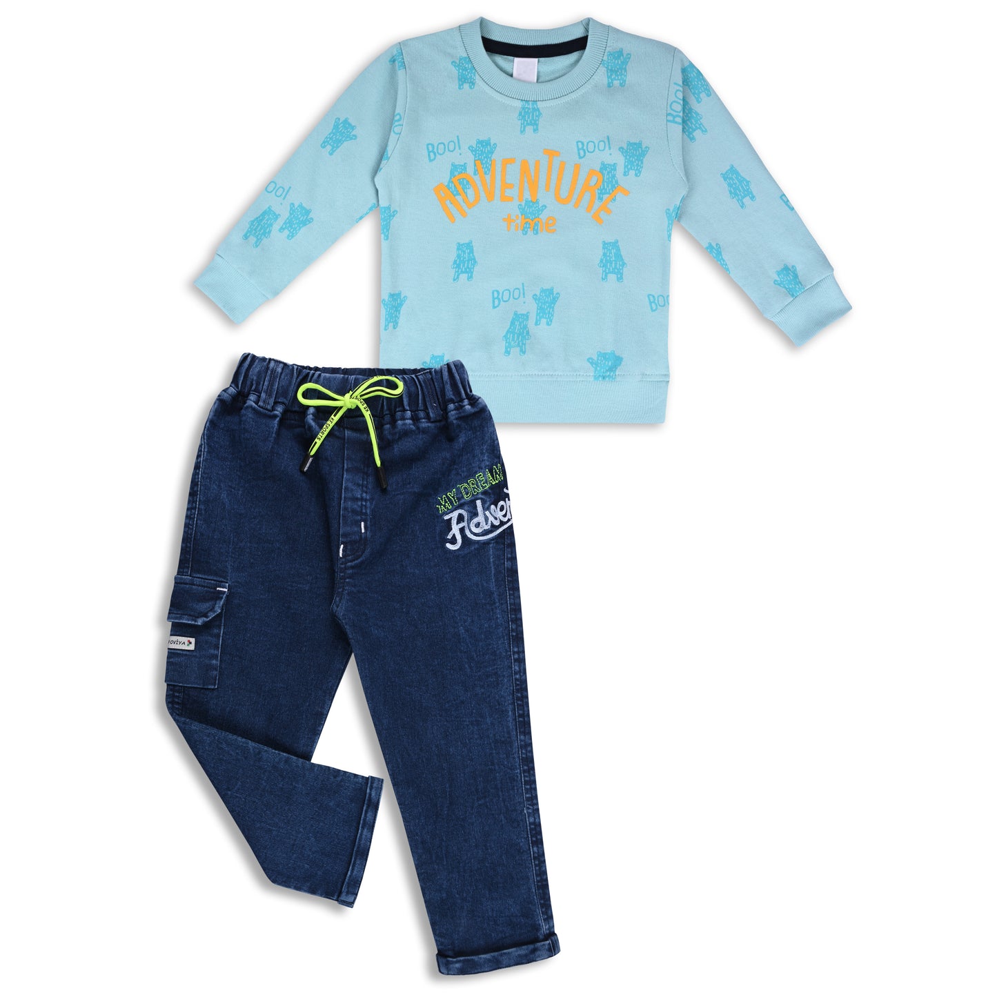 Boys Printed Sweatshirt and Jean Clothing Set