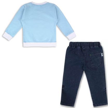 Boys Printed Sweatshirt and Jean Clothing Set