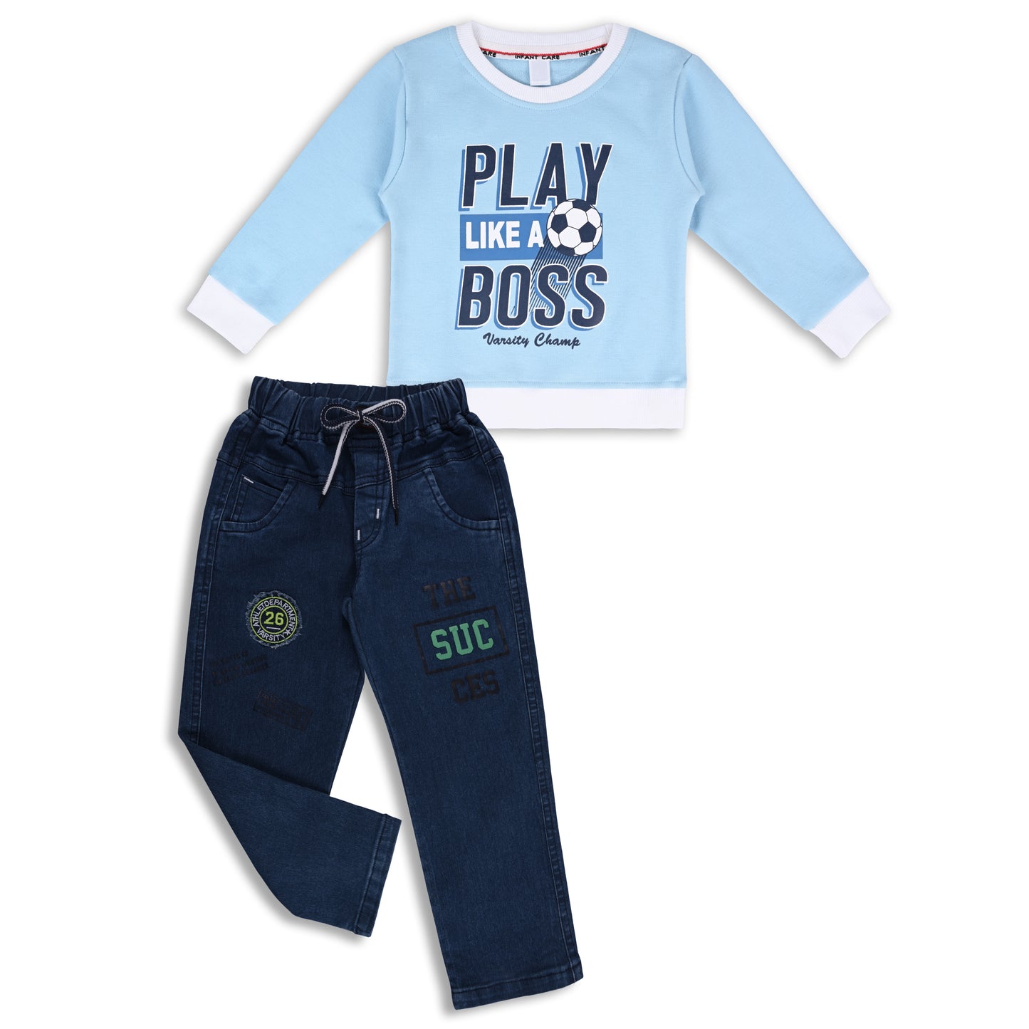 Boys Printed Sweatshirt and Jean Clothing Set