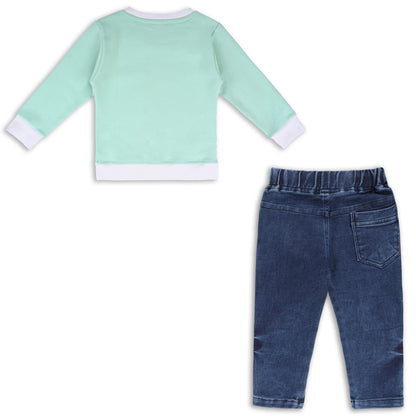 Boys Printed Sweatshirt and Jean Clothing Set