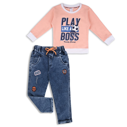 Boys Printed Sweatshirt and Jean Clothing Set