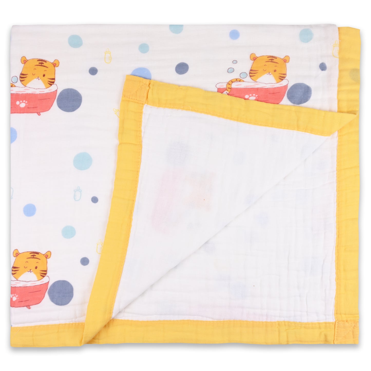 Infants Musted Yellow Printed Muslin Blanket