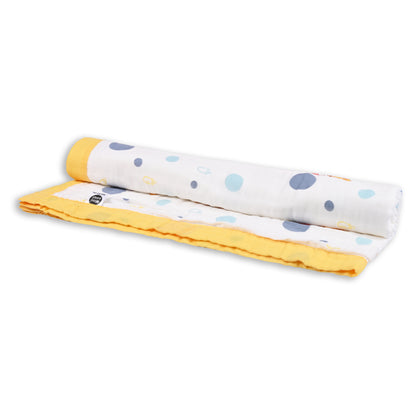 Infants Musted Yellow Printed Muslin Blanket