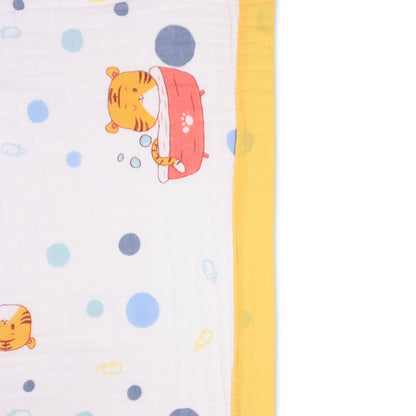 Infants Musted Yellow Printed Muslin Blanket