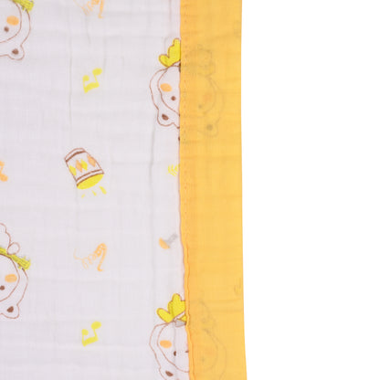 Infants Musted Yellow Printed Muslin Blanket