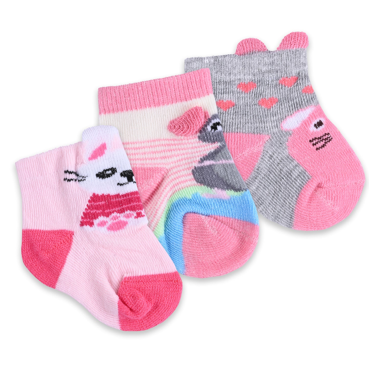 Set of 3 Infants Cartoon Cotton Socks