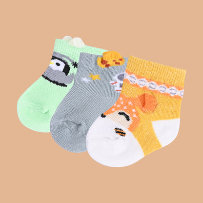 Set of 3 Infants Cartoon Cotton Socks