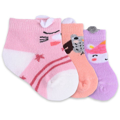 Set of 3 Infants Cartoon Cotton Socks