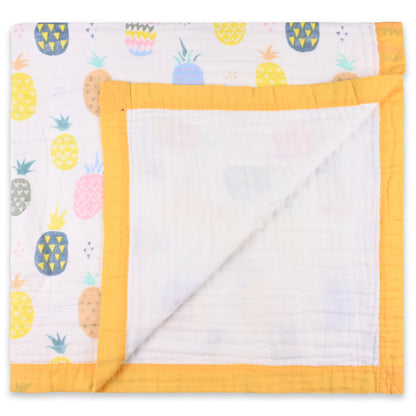 Infants Musted Yellow Printed Muslin Blanket