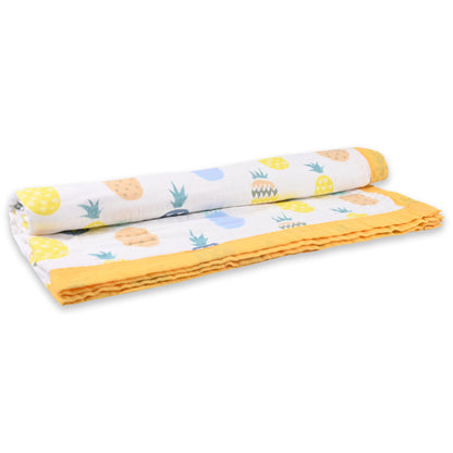 Infants Musted Yellow Printed Muslin Blanket