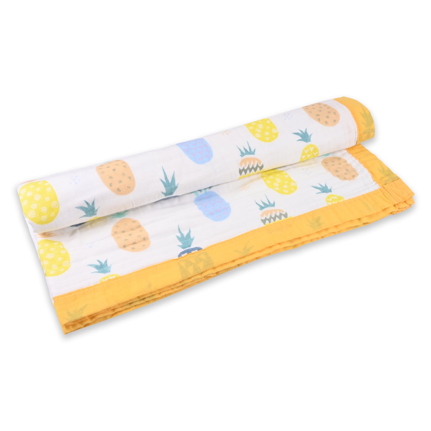 Infants Musted Yellow Printed Muslin Blanket