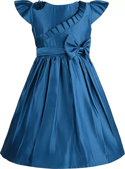 Girls Fit and Flare Ruffle Detail Bow Dress