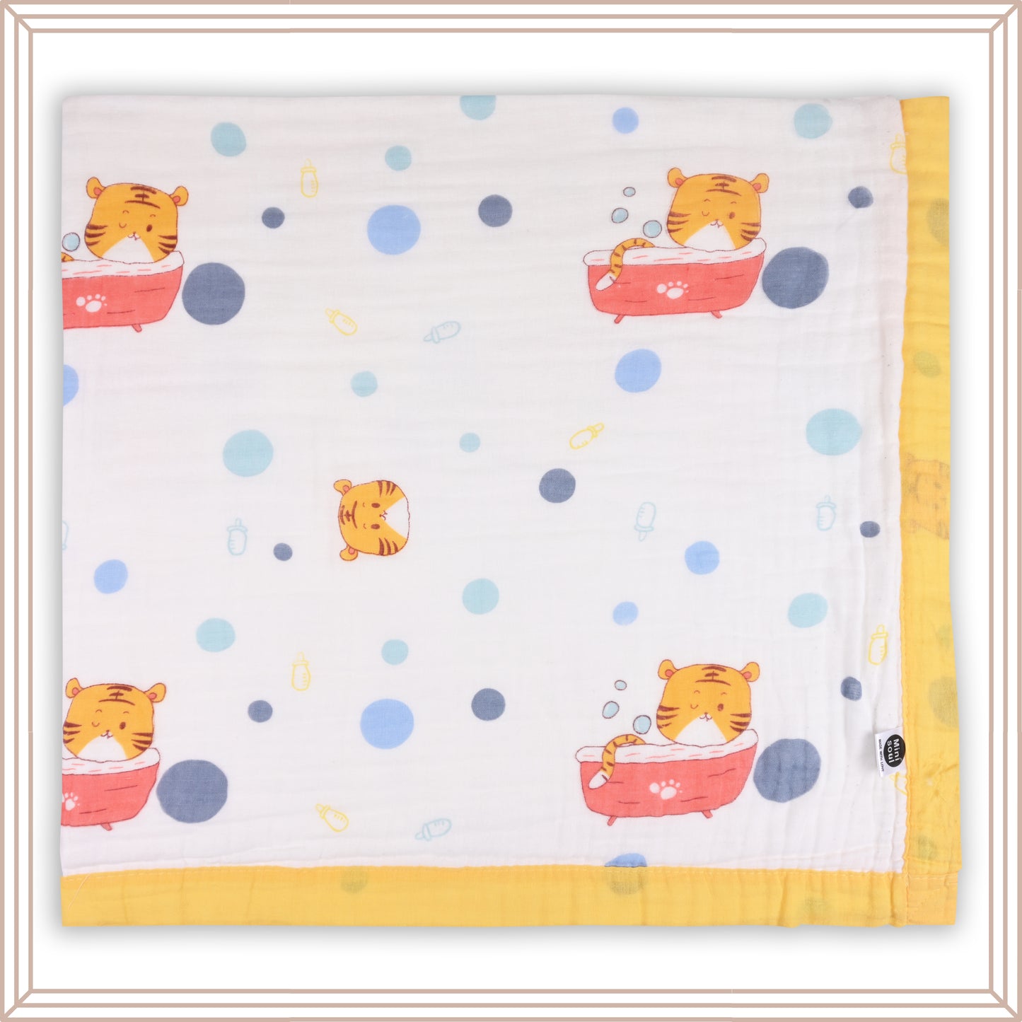 Infants Musted Yellow Printed Muslin Blanket