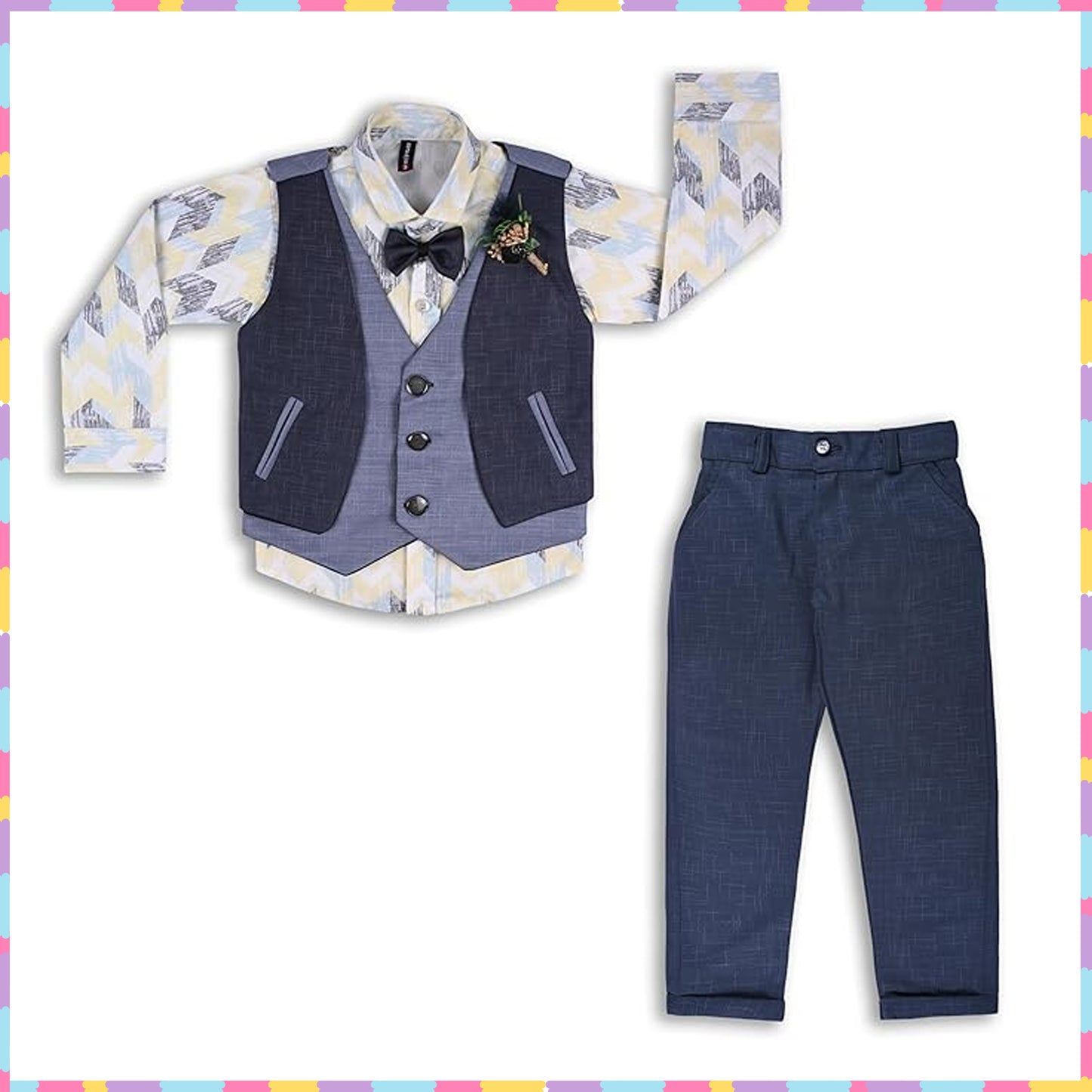 Wish Karo Shirt With Waistcoat And Pant For Boys (bsp006y)