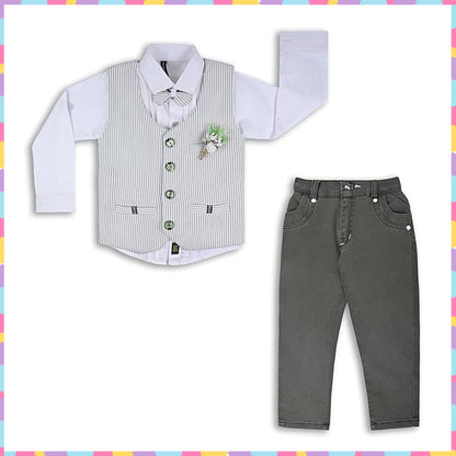 Wish Karo Shirt With Waistcoat And Pant For Boys (bsp007grn)